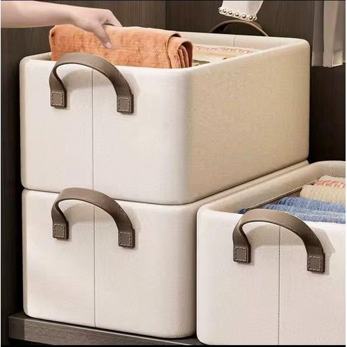 product_image_name-Generic-1/2/3/4 Pcs Foldable Clothes Storage Box Clothes Organizer Jeans Pants Sweaters Organizer Drawer Shelf Wardrobe Organizer - Beige-3