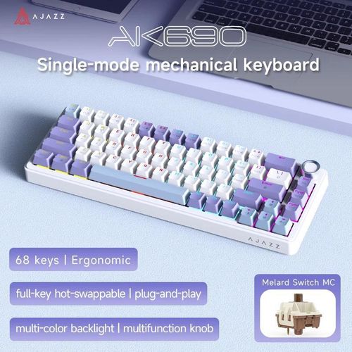 product_image_name-Ajazz- AK690 Mechanical Keyboard, Full Hot-Swappable Keys, Multi-Function Metal Knob, wired 68Keys-2