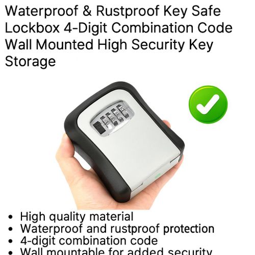 product_image_name-Generic-Heavy-Duty Waterproof Key Lockbox - 4-Digit Combination - Rustproof Outdoor Wall-Mount Safe-6