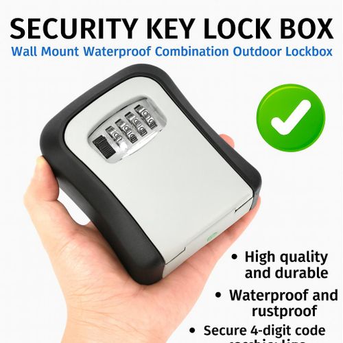 product_image_name-Generic-Heavy-Duty Waterproof Key Lockbox - 4-Digit Combination - Rustproof Outdoor Wall-Mount Safe-7