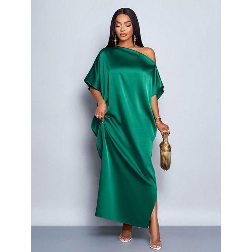 Fashion Ella Classy emerald green satin dress @ Best Price
