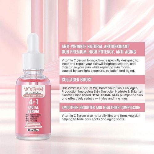 product_image_name-MOOYAM-Vitamin C 4 In 1Facial Serums With Hyaluronic Acid, Vitamin E, Niacinamide, Brightening Vitamin C Face Serum For Dull Dry Skin, Anti Aging Facial Serum For Dark Spots, Fine Lines & Wrinkles.-4
