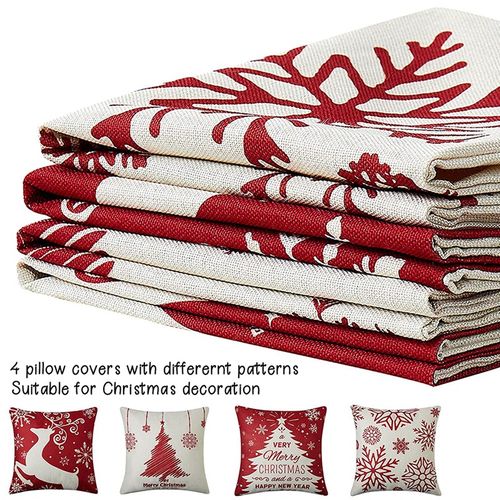 Christmas Pillow Covers 45x45cm Set Of 4 For Christmas Decorations