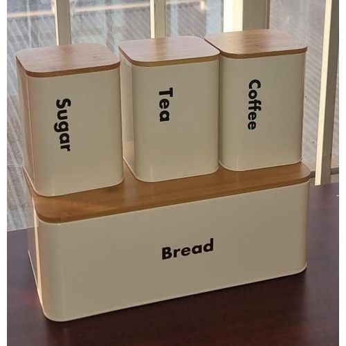 product_image_name-Generic-Galvanized metallic Ribbon Bread bin with 3 canisters each -1