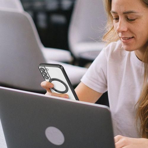 product_image_name-Generic-Samsung Galaxy S21+ (S21 Plus) Case, Black Electroplated Clear Case With Magnet, Compatible with MagSafe, Supports Wireless Charging Phone Cover-3