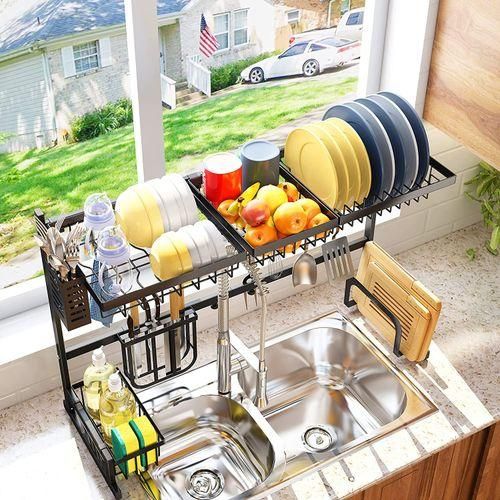product_image_name-Generic-Over The Sink Dish Drying Rack & Utensils Storage Rack-2