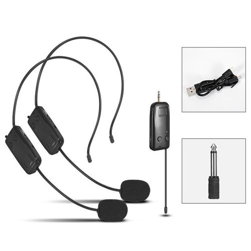product_image_name-Generic-One For Two UHF Wireless Headset Microphone(Black)-1