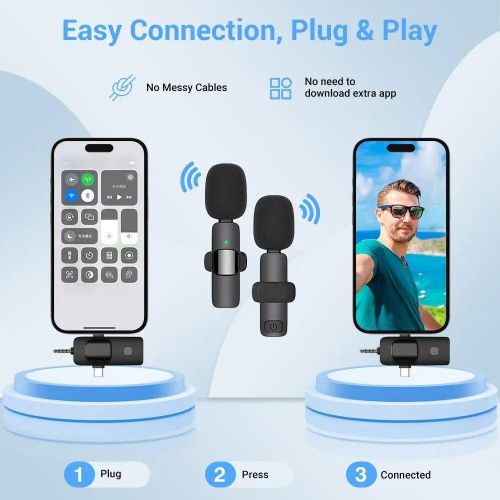 product_image_name-Generic-Lavalier Wireless Microphone Dual Pack With Triple Input Receiver For IOS Android-2