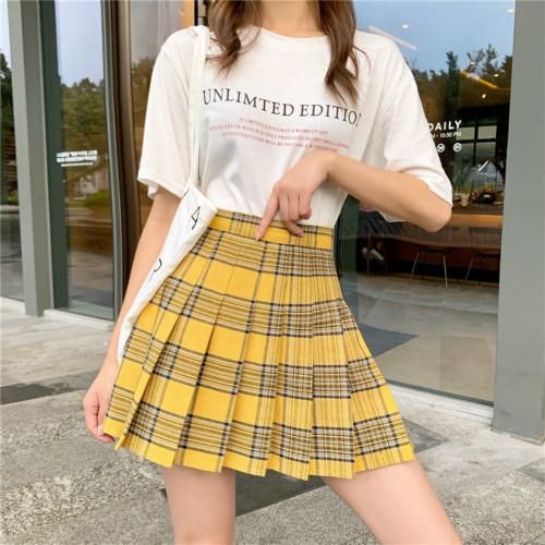 Generic New Summer Harajuku Punk Style Sweet High Waisted Yellow Chequered Short Skirt A Shaped Plus Size Pleated Short Skirt Xs 5xl Best Price Online Jumia Kenya