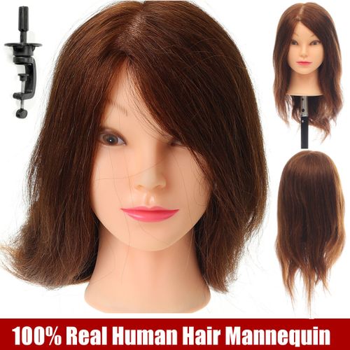 Mannequin Head 100% Real Hair Training Head Hairdresser