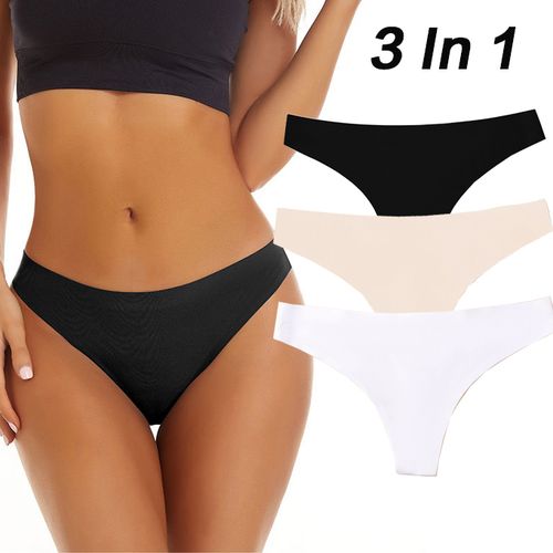 Fashion 3PACK Hottest Seamless Silky Freesize Thong Panties(hips