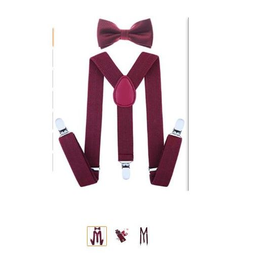 product_image_name-Fashion-    Unisex Clip-on Suspenders Elastic Y-Shape Adjustable Braces & Bowtie -Maroon-1