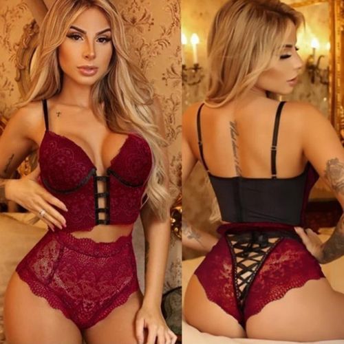  Women's Sexy Lace Red Underwear Lucky Red Temptation