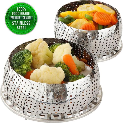 product_image_name-Generic-Stainless Steel Foldable/Folding Vegetable Food Steamer Basket-1