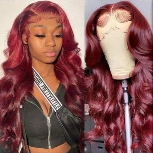 product_image_name-Generic-Burgundy Wavy Lace Front Wig (26")-2