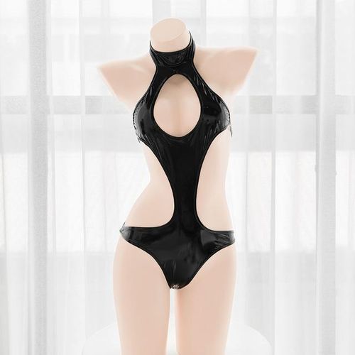 Generic Cool Sexy Patent Leather Lace Bra Hollow Out Bodysuit Sweet Cute  Backless Bikini Underwear Lingerie Set Bowknot Pajamas Women @ Best Price  Online
