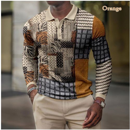 Fashion Men's Casual Vintage Turtleneck Polo Long Sleeve Office Shirts ...