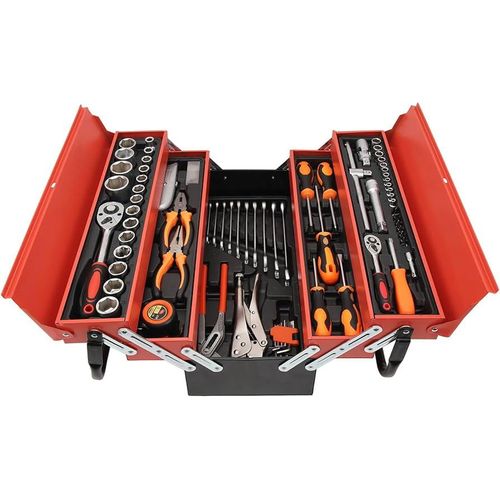 product_image_name-Generic-85 Pcs Toolbox Metal Toolbox 5-Tray - Durable Single Handle Large Capacity Portable Upward Folding Tool-1