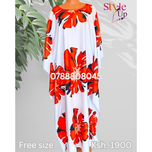 product_image_name-Fashion-Maxi Dress Free Size Floral Rich Auntie Orange-1