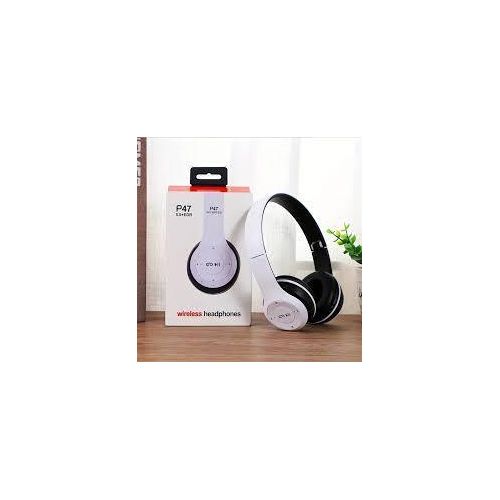 product_image_name-Generic-P47 Wireless Bluetooth Headphone Mic TF Card FM Radio - White-4