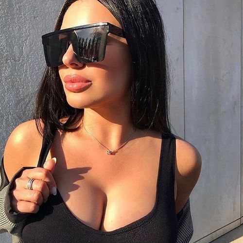 Oversized Flat Top Square Retro Women Ladies Fashion Designers Sunglasses  Shade