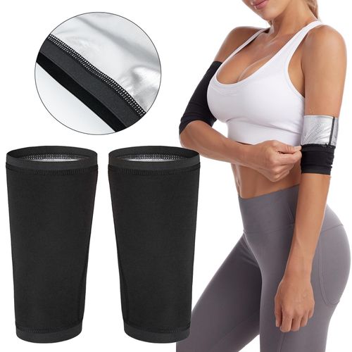 Generic Arm Slimming Compression Shaper Sleeves Sweat Sauna Silver