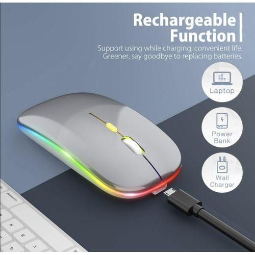 product_image_name-Wireless-Bluetooth Mouse 5.0 + 2.4G Dual-mode Rechargeable Original LED Optical Mouse - Grey-2