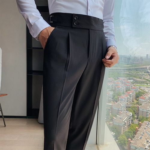 Toffigen Suit Pants for Men Straight High Waist Trousers Slim Trousers  British Style  Lazada Singapore