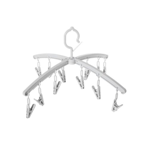 product_image_name-Generic-Foldable Clothespin Hanger – Grey, Durable Plastic Peg Drying Rack-1
