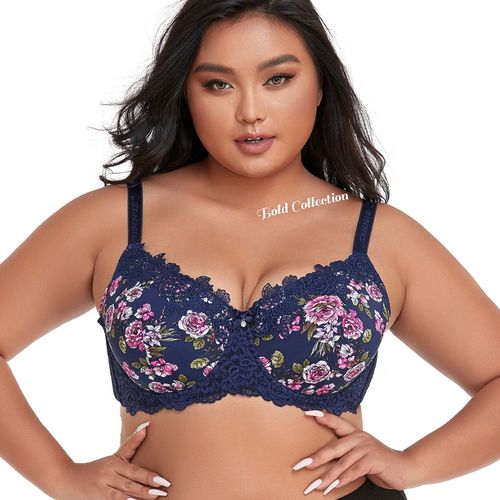 Plus Size Embroidered Floral Lace Best Plus Size Bras Full