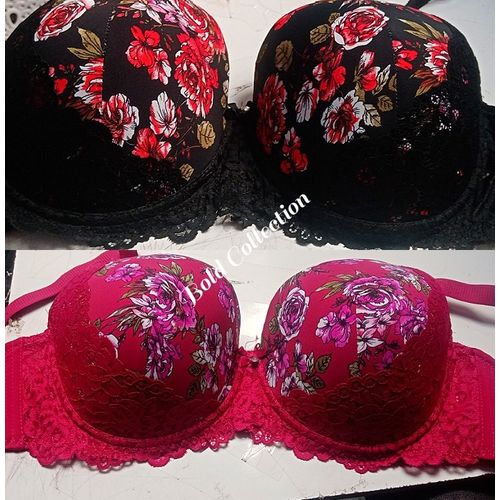 Buy Black & Red Floral Embroidered Bra in Oman - bfab