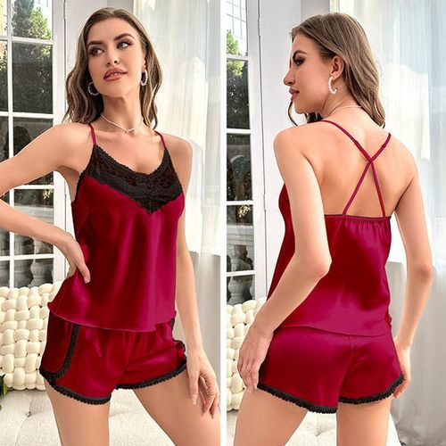 Generic Women s Pajamas Se Summer Sleeveless And Shorts 2 Piece Set Ladies Silky Nightwear Sleepwear Home Wear Pijama Pyjamas Mujer Best Price Online Jumia Kenya
