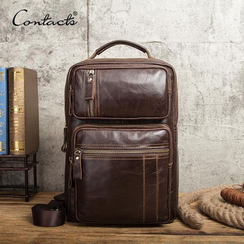 CONTACT'S Multifunction Crossbody Bag for Men Genuine Leather