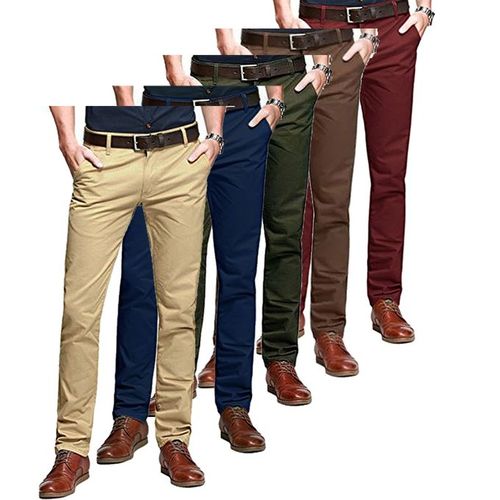 Fashion 5Pack Hard Khakis; Beige, Navy Blue,Green,Chocolate&Maroon ...