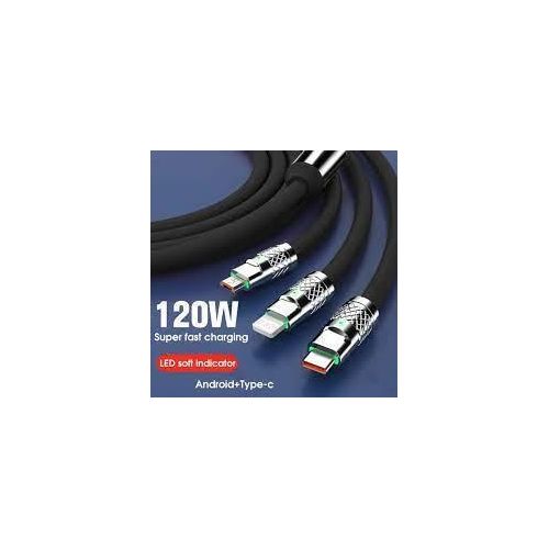 product_image_name-Generic-TriCharge™ 3-in-1 Fast Charging USB Cable – Zinc Alloy  Silicone Wire  Universal Compatibility-2