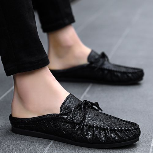 Fashion Formal Shoes Mens Half Shoes Casual Loafers Sandals Black