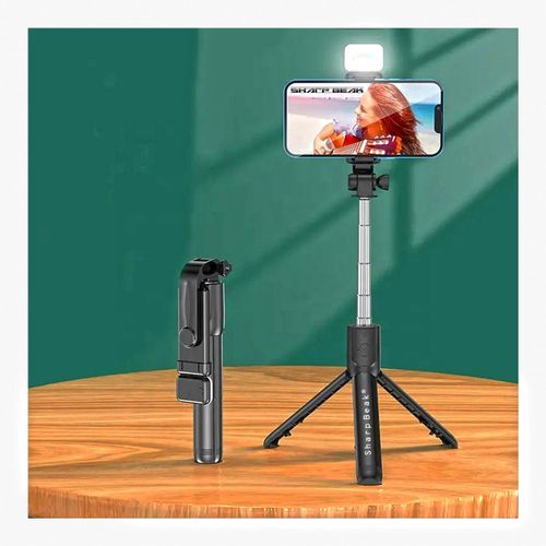 product_image_name-Generic-Portable Bluetooth Selfie Stick Tripod with Adjustable Height for Smartphones-1