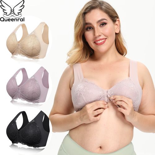 Cheap Queenral Lace Bra Plus Size Bra Women Underwear Bralette