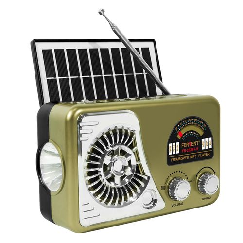 product_image_name-Generic-Radio Portable Solar FM Radio  with Flashlight, Bluetooth & USB-1