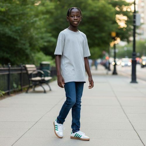 product_image_name-Generic-Bunaike Classic Striped Kids White and Green Kicks. The Go Getter Athletic Trainer. Tiptoe And Trot Easy-wear Comfort Kicks For Kids. All day Lightweight Kids Sneakers. Retro Revival Children White and Green Lace-Up Shoes.-3