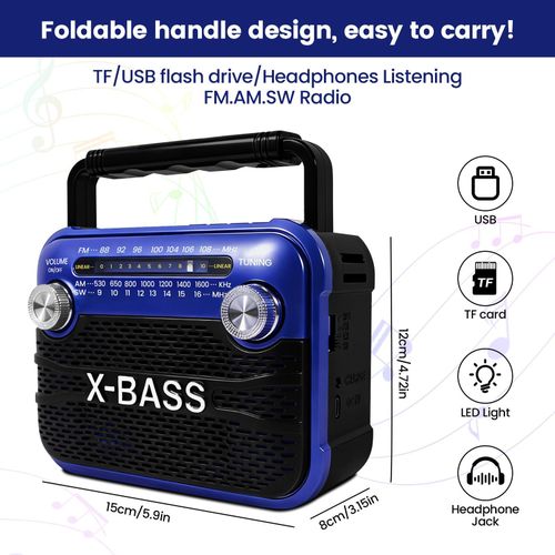 product_image_name-Generic-Portable Bluetooth AM/FM Radio with MP3 Playback & Solar Panel-8