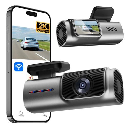 Smart Dash Cam 2K WiFi, Single Lens, for Cars, Makeup Mirror & Phone Link - All-in-One Car Gadget