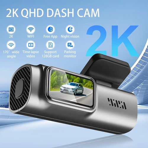 Smart Dash Cam 2K WiFi, Single Lens, for Cars, Makeup Mirror & Phone Link - All-in-One Car Gadget