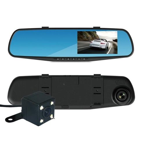 product_image_name-Generic-4.3 Inch Driving Recorder Car DVR Rearview Mirror Dual Lens Car Recorder 1080P IPS Front and Rear Camera Registrar Black Box New-3