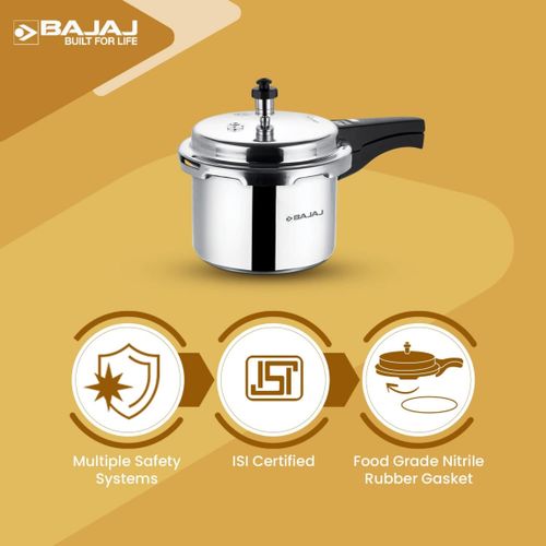 product_image_name-Bajaj-7.5L Pressure Cooker Outter Lid Cover Made In India Stainless Steel pressure Cooker with 3.65mm Pure Virgin Hindalco Aluminium Base 5Yr Warranty-5