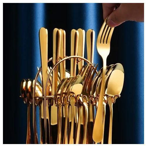 product_image_name-Generic-24pcs Luxurious Gold Fork Spoon Knife Cutlery Set With Stand-2