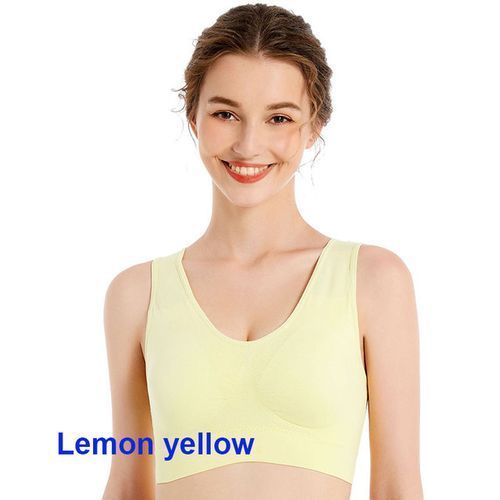 Generic Sports Bras For Women Yoga Plus Large Big Size Ladies Cotton  Bralette Mujer Underwear Padded Fitness Running Brassiere(#lemon Yellow  Type A) @ Best Price Online