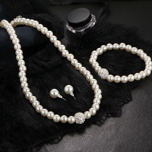 product_image_name-SXCHEN-3 Piece Set for Women, Necklace, Bracelet, Earrings, Imitation Pearls-8
