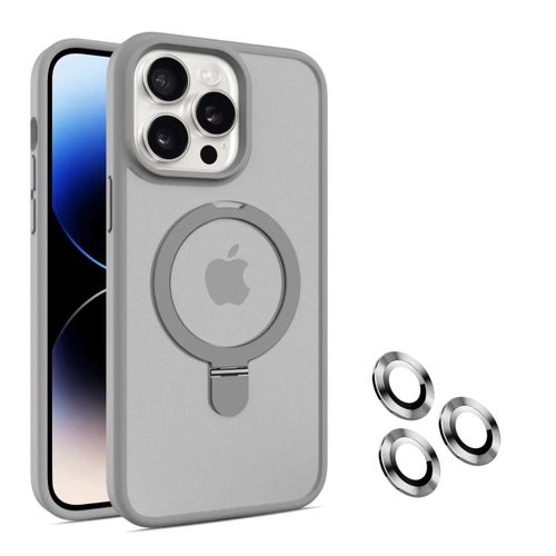 product_image_name-Apple-Matte Clear Magnetic Case (MagSafe) + Free Camera Lens Protector for iPhone 16 Pro Max - Grey-1