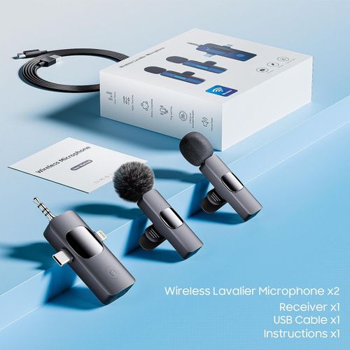 product_image_name-Generic-Double Mic Lavalier Microphone For IPHONE/ANDROID/TABLET, CAMERA Microphone Perfect For Vlogging-2